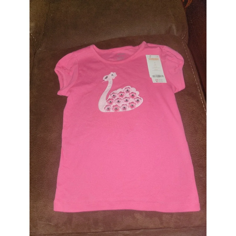 Gymboree‎ tea time afternoon swan pink top size 5 nwt
